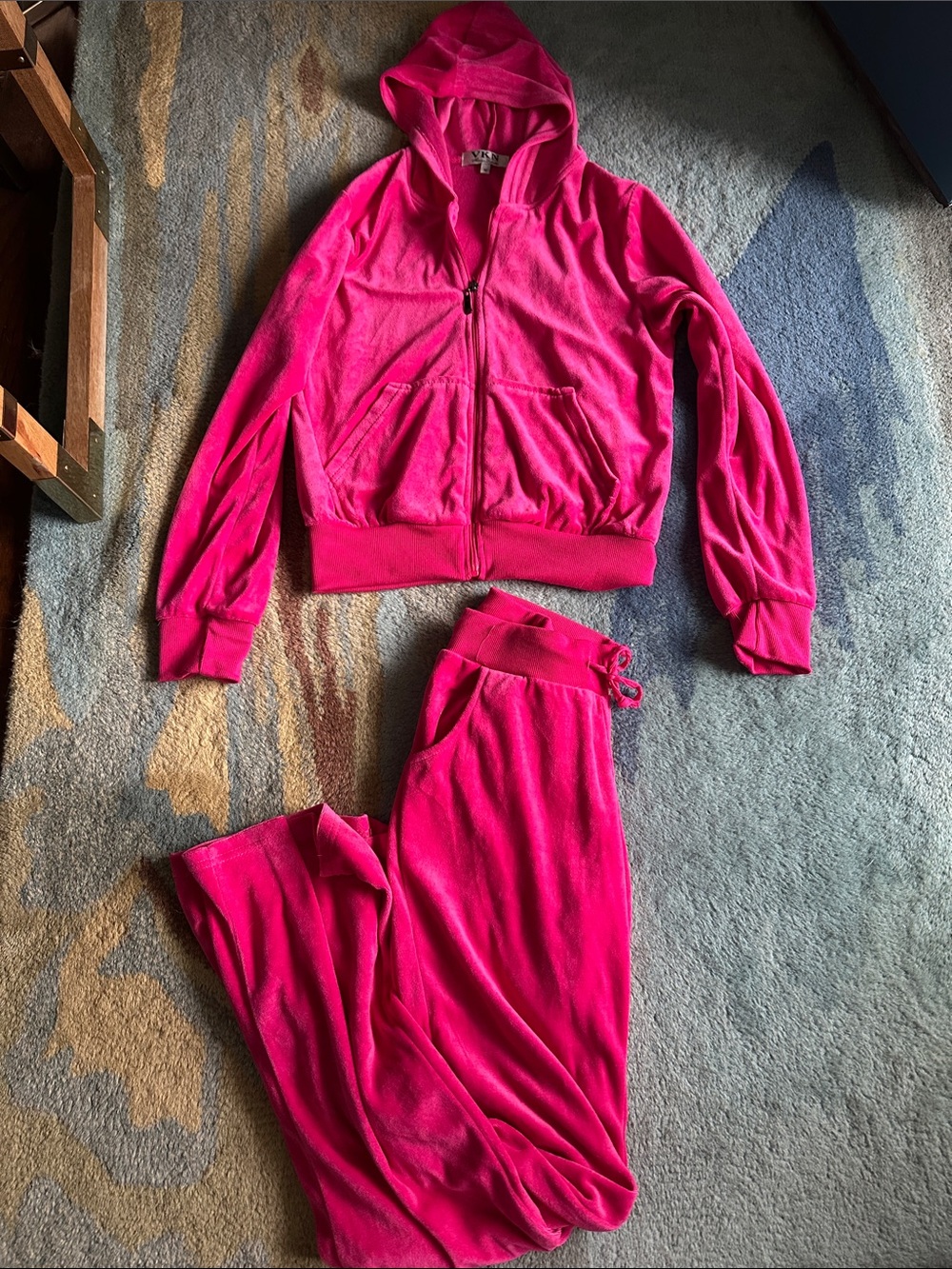 Women’s Hot Pink Velour Zip Hoodie & Drawstring Joggers Set
